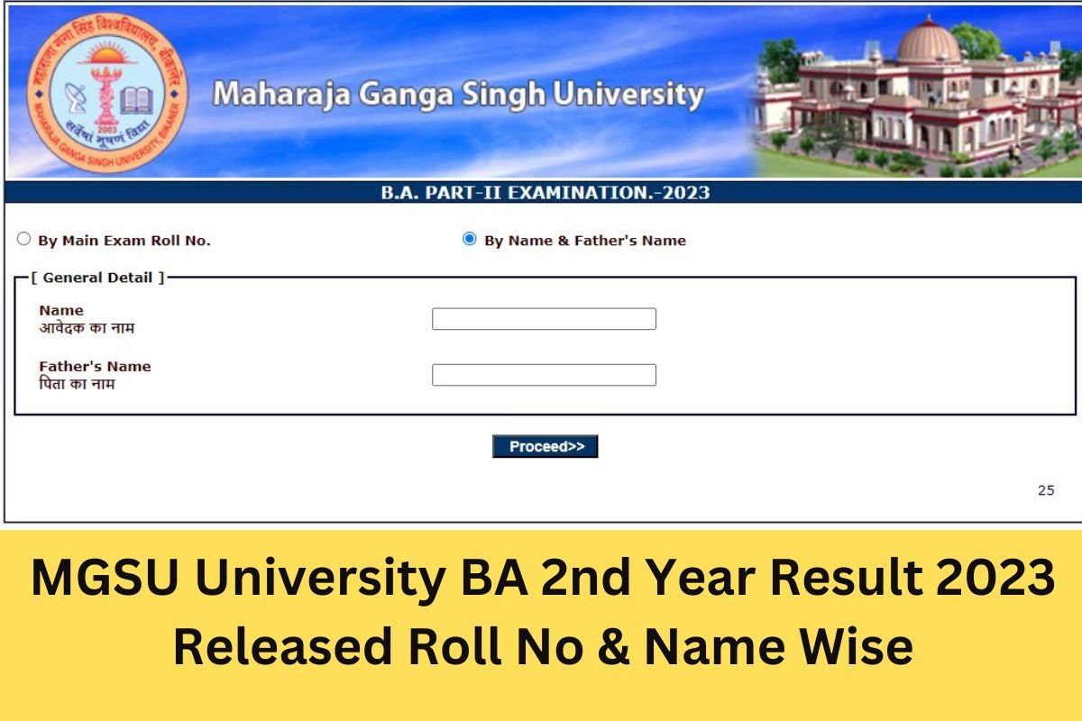 MGSU University BA 2nd Year Result 2023 Released Roll No Name Wise