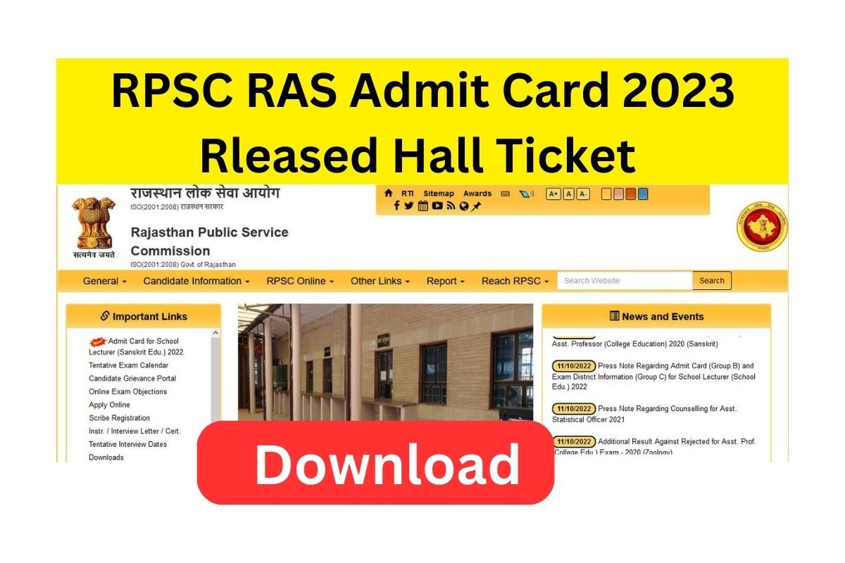 RPSC RAS Admit Card 2023 Rleased Hall Ticket
