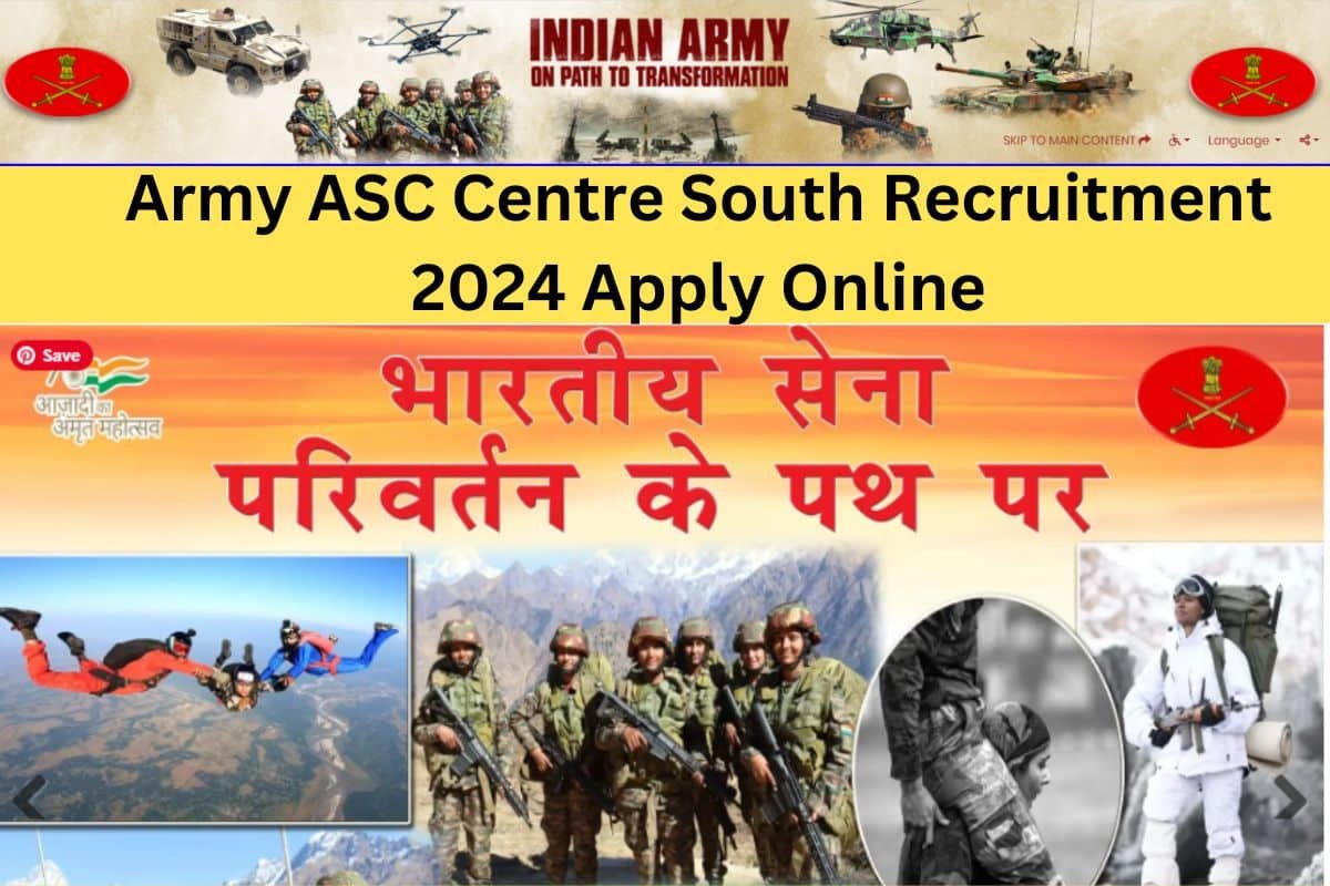 Army ASC Centre South Recruitment 2024 Apply Online