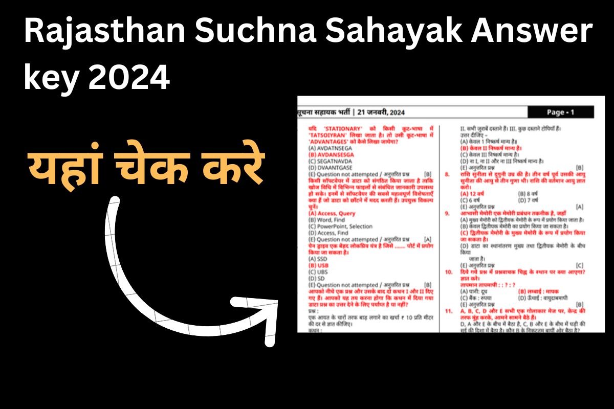 Rajasthan Suchna Sahayak Answer key 2024