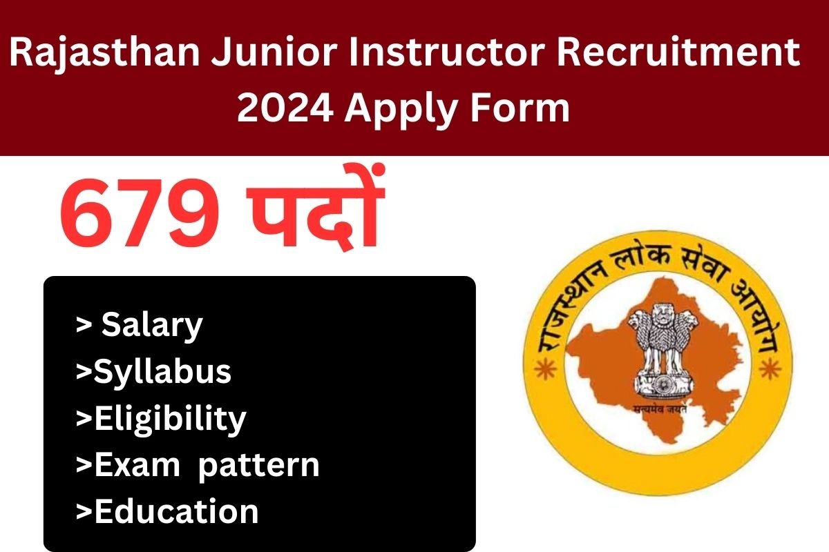 Rajasthan Junior Instructor Recruitment 2024 Apply Form