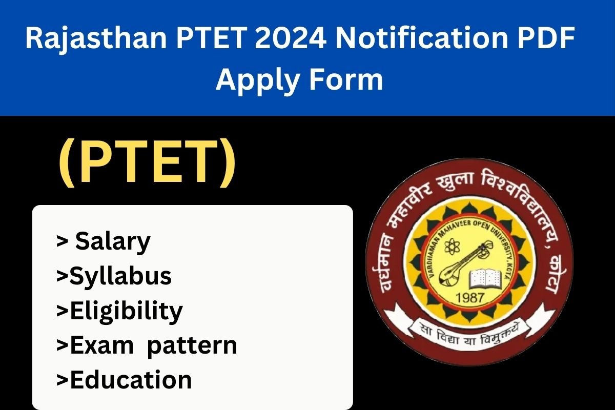 Rajasthan PTET 2024 Notification PDF Apply Form