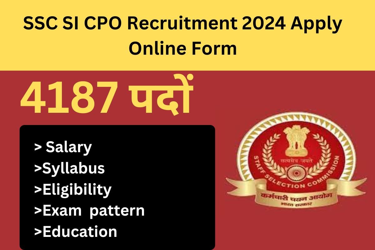 SSC SI CPO Recruitment 2024 Apply Online Form